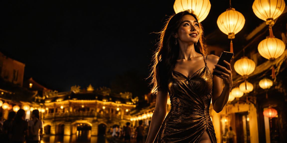 Người xem cá cược bóng rổ và chơi game tại chợ đêm Hội An